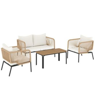 OUTSUNNY Muebles de jard&iacute;n 116x66x62 cm blanco