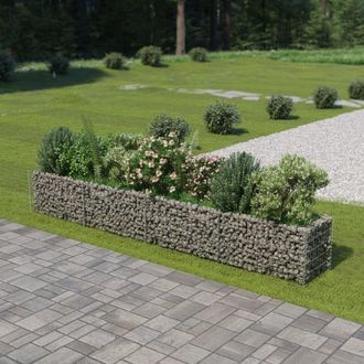 Berkfield Home Gabion Raised Bed Galvanised Steel 360x50x50 cm in Silver | Size: 360 x 50 x 50 cm