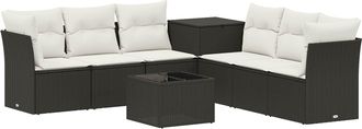 vidaXL Juego De Sof&aacute; 8 Uds. Negro Y Blanco Crema Vidaxl