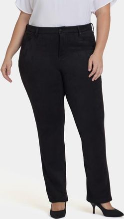 NYDJ Marilyn High Waist Straight Leg Faux Suede Pants in Black at Nordstrom, Size 16W