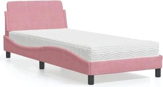 vidaXL Cama Con Colch&oacute;n Terciopelo Rosa 90x190 Cm Vidaxl