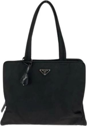 Prada Pre-owned Handbags, female, Black, Size: ONE SIZE Pre-owned Tessuto Nylon Tote Bag
