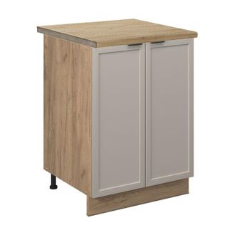 Vicco Armario Bajo De Cocina Fame-line, Grisbeige, 60 Cm, Et Roble