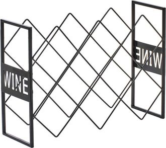 Beliani Beliani - Botellero tradicional geométrico de hierro metal para botellas de vino negro Ballybay