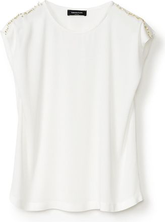 Fabiana Filippi Womens White Top With Diamonds viscose - Size EU 42 (Womens)