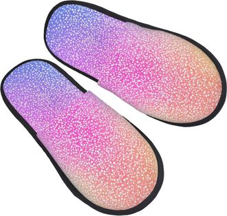 Generic Colorful Glitters Print Slippers for Women House Fuzzy Shoes Sole Indoor Outdoor Slide Slipper