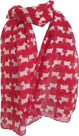 GlamLondon Scottie Dog Scarf Westie Dogs Breed West Highland Scottish Terrier Ladies Womens Wrap Shawl Sarong (Red)