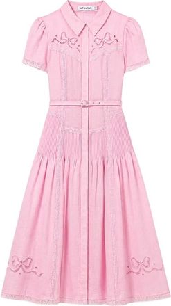 Self Portrait Vestido Midi Bordado - Dresses - Mujer - Rosa - 2XS