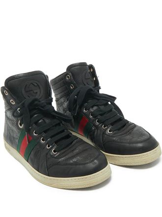 Gucci Guccissima Web leather sneakers - men - Calf Leather/Calf Leather/Rubber - 40 - Black