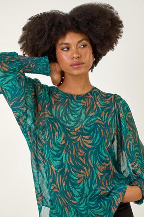 Roman Metallic Abstract Printed Top