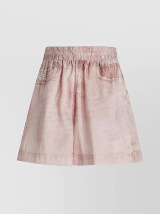 Diesel denim texture elastic waistband shorts