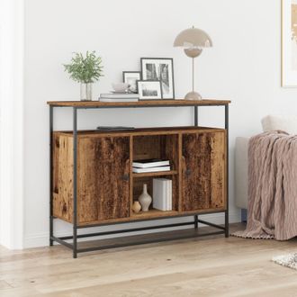 Berkfield Home Sideboard Old Wood 100x35x80 cm Engineered Wood & Steel in Brown | Size: 100 x 35 x 80 cm