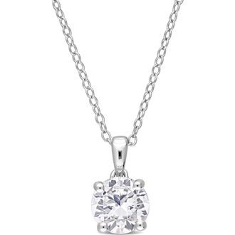 Delmar Sterling Silver Created White Sapphire Solitaire Necklace at Nordstrom Rack