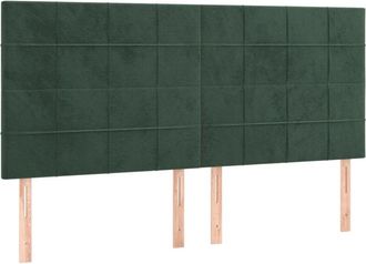 vidaXL Cabecero Con Luces Led Terciopelo Verde Oscuro 180x5x118/128 Cm Vidaxl