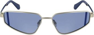 Calvin Klein Grijze Metalen Dames Zonnebril - Dames - Zonnebrillen - Blauw - ONE Size - Accessoires
