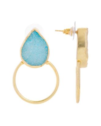 Saachi Saachi 18K Plated Agate Druzy Hoops