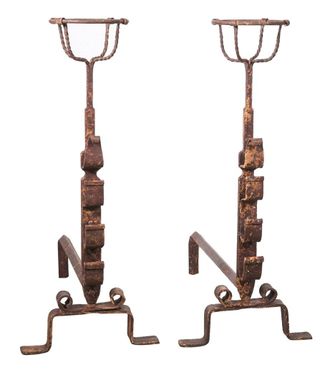 Biscottini International Par De Soportes Para Brasero De Hierro Para Madera Para Chimenea L64xpr29xh69 Cm