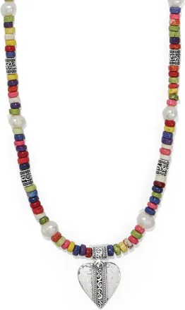 Brighton Womens Mingle Medley Petite Beaded Necklace In Silver-Multi