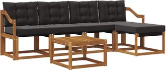 vidaXL Conjunto De Sof&aacute;s De Exterior 6 Uds. Natural Y Negro Vidaxl