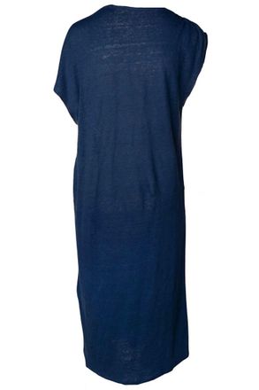Majestic Filatures Stretch Linen Boatneck Sheath Dress In Blue Taormina