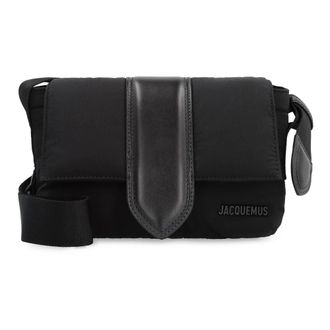 Jacquemus Messenger Bags, male, Black, Size: ONE SIZE Nylon Messenger Bag with Leather Details