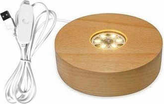 OEM Base De L&aacute;mpara De Madera Maciza, Soporte Giratorio, Accesorio Recargable, Con Control Remoto, Luz Led