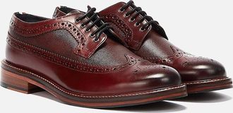 Ben Sherman Mens Ben Sherman Archie Brogue Leather Mens Burgundy Lace-Up Shoes - Red - Size: 11