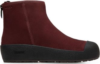 Bally Curling zip-fastening snow boots - women - Calf Suede/Rubber/Sheep Skin/Shearling - 37 - Red