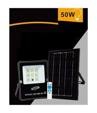 Trade Shop Trade Shop - Foco Solar Led 50 W Mando A Distancia Ip65 Luz Blanca Fria 6500k S01f-50w