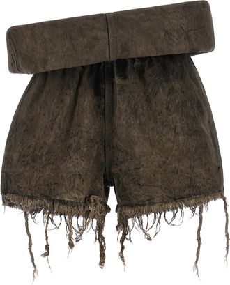 Rick Owens Gray Cotton Bermuda Womens Shorts