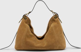 Diesel D-Line-Shoulder bag in waxed suede - Shoulder Bags - Woman - Brown