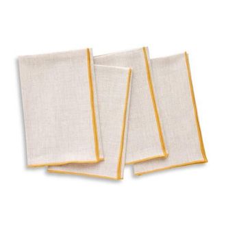 Solino Home Linen Dinner Napkins Set of 4, 20 x 20 Inch for Dining Table, Holiday and Everyday Table Decor - Bianca Merrow Stitch in Light Natural at