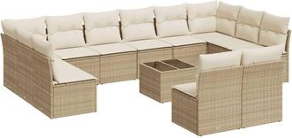 vidaXL Set Sof&aacute;s De Jard&iacute;n Con Cojines 13 Pzas Rat&aacute;n Sint&eacute;tico Beige Vidaxl