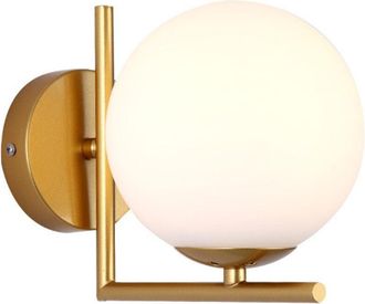 OEM Aplique De Pared Esf&eacute;rico De Metal Dorado - L&aacute;mpara De Mesilla De Noche De Dise&ntilde;o Moderno Para Dormitorio, 25 Cm, Acabado En Oro Envejecido - Ulisem