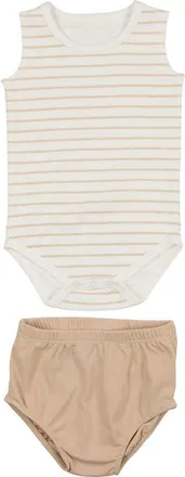 Maniere Stripe Bodysuit & Bloomers Set in Sand at Nordstrom, Size 6M