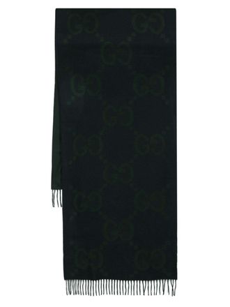 Gucci GG-jacquard cashmere scarf - Blue