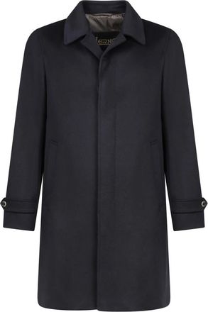 Herno Blauwe Knopenjas met zijzakken - Heren - Mantel - Blauw - 5XL - Jassen