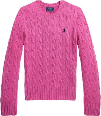 Polo Ralph Lauren Cozy Kabel Gebreide Trui - Dames - Ronde hals truien - Roze - S - Wol - Truien & Vesten