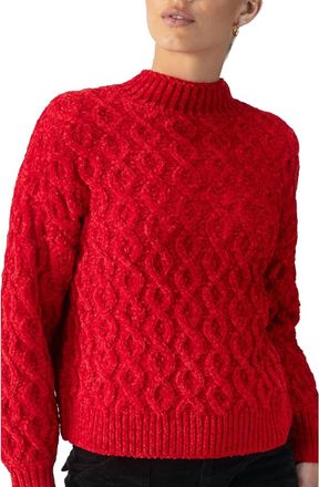 Sanctuary Cable Mock Neck Sweater In Mars Red