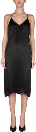 Dsquared2 Black Solid V Neck Midi Dress
