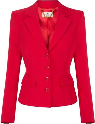 Elisabetta Franchi Colbert van technische stof - Dames - Jassen - Rood - Maat: S Leer