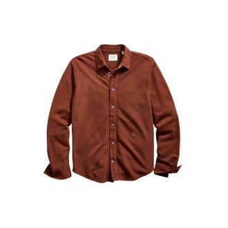 Billy Reid Mens Long Sleeve Knit Yellowhammer Shirt In Cinnamon