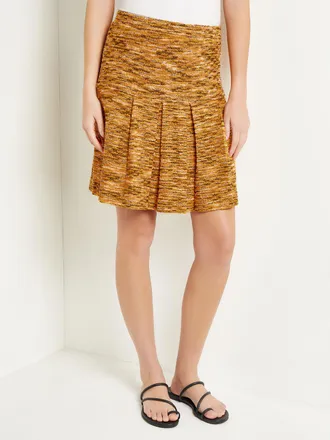 Misook Mini A-Line Skirt - Pleated Tweed Knit