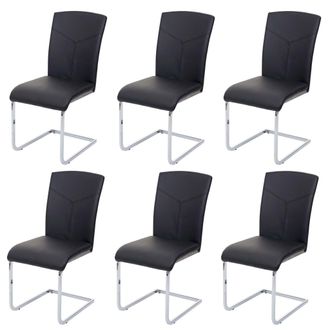 Hhg [nunca Usado] Lote De 6 Sillas De Comedor Hhg-524, Basculante Silla De Cocina Silla De Conferencia, Imitaci&oacute;n De Cuero, Negro