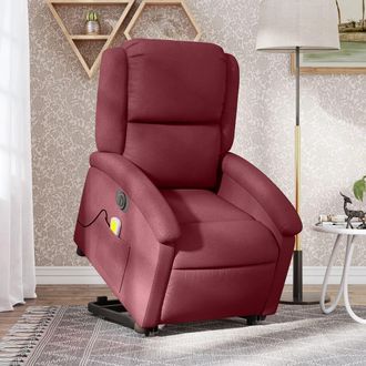 vidaXL Vidaxl - Sill&oacute;n De Masaje Elevable El&eacute;ctrico Tela Rojo Tinto