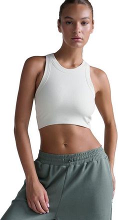 2XU Fluid Tencel Ribbed Crop Tank in Chalk/chalk at Nordstrom, Size X-Large