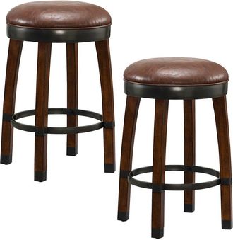 Leick Home Set of 2 Calton Wood Cask Stave Counter Height Stools