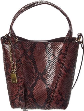Chlo&eacute; Spin Small Python-Embossed Leather Bucket Bag