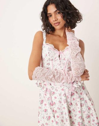 For Love & Lemons Thats Amore - Vestito sottoveste corto bianco a fiori-Multicolore