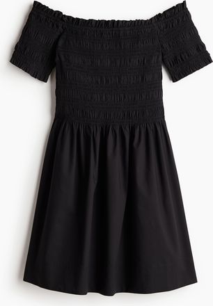 H&M Gesmoktes Off-Shoulder-Kleid - Schwarz